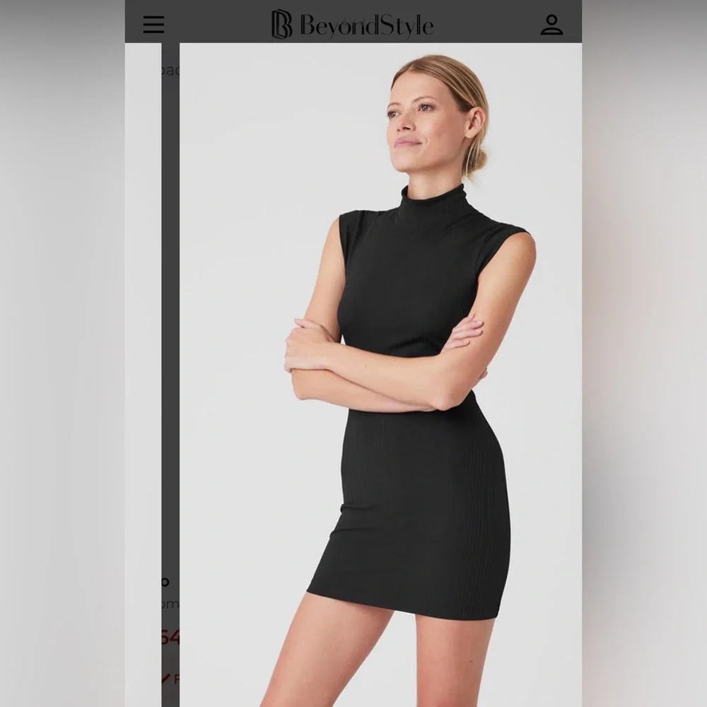 Authentic ALO Yoga Black Ribbed Mini Dress